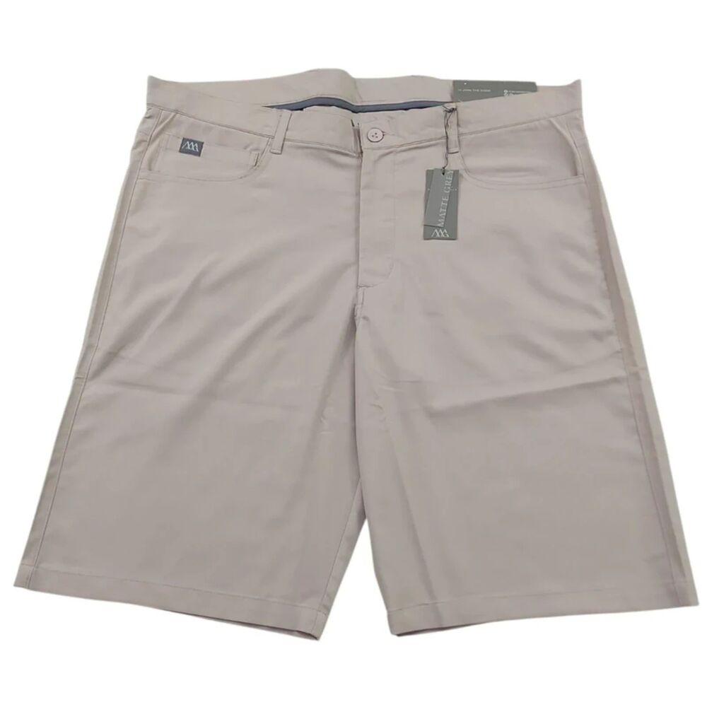 Matte Grey Golf Shorts Mens 40 Beige Lightweight Stretch Comfort Chinos Casual